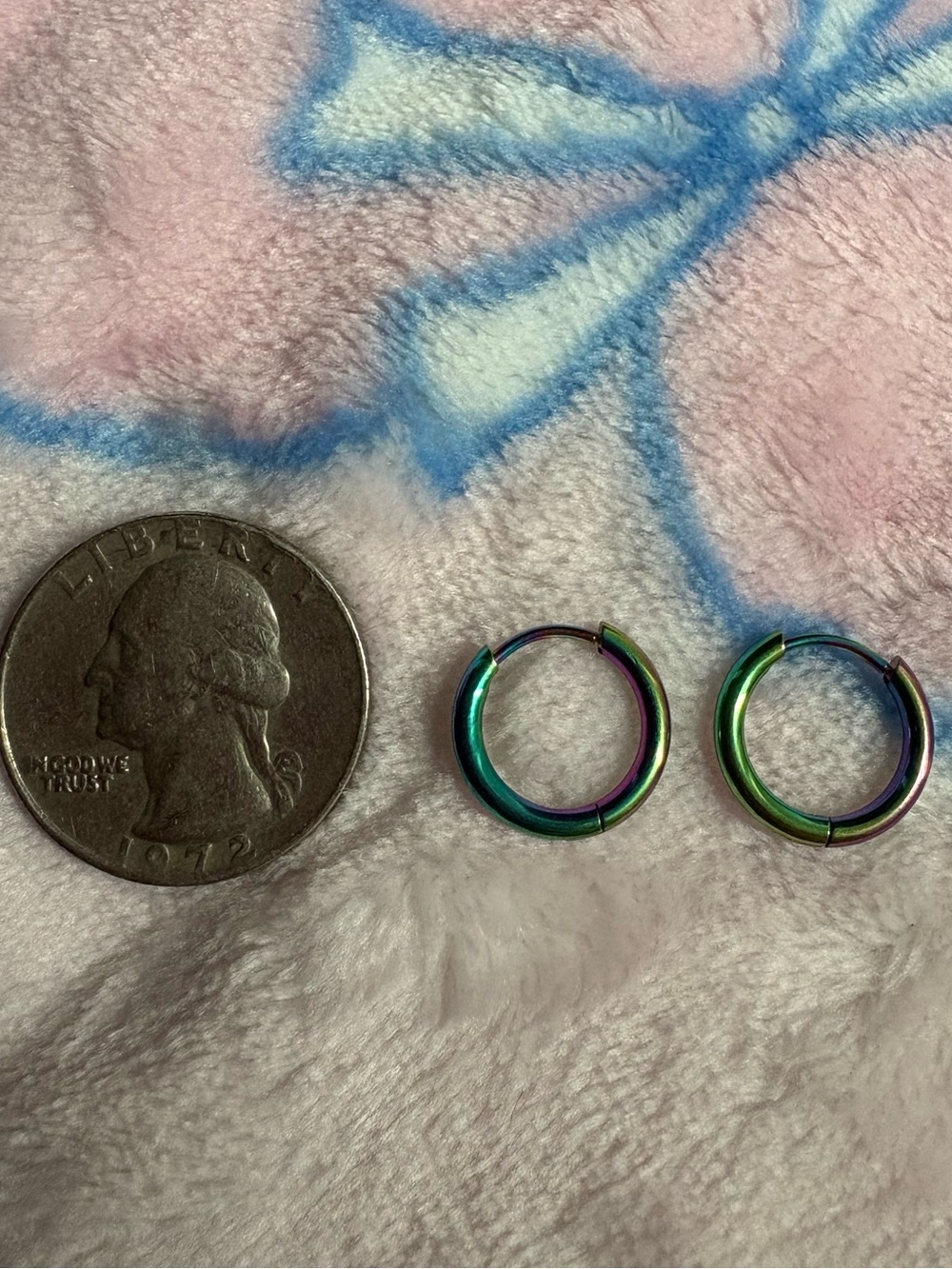 Iridescent Rainbow Small Hoop Earrings